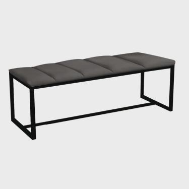 Imagem de Recamier Industrial Carla 90cm Solteiro Quarto Box Cama Ferro Preto Corino Cinza Escuro - Ahz Móveis