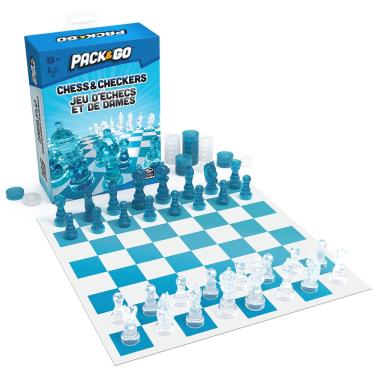 Imagem de Jogo de tabuleiro Spin Master Pack & Go Chess & Checkers 8 anos ou mais