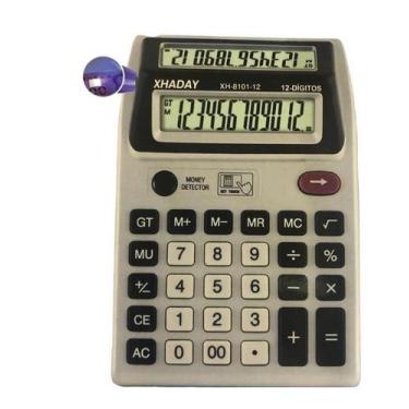 Imagem de Calculadora Digital de Mesa 12 Dígitos Visor Duplo Memória Com LED Tes