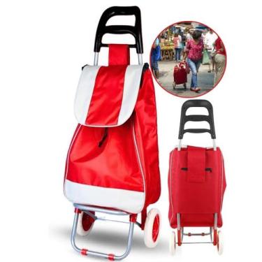 Imagem de Carrinho de Feira para Compras Multiuso Dobrável Resistente até 30Kg c