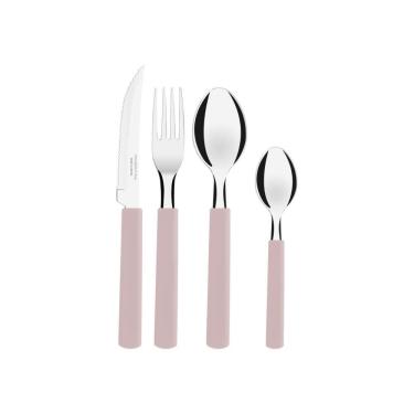 Imagem de Faqueiro Tramontina Gamboa Com Lâminas Em Aço Inox E Cabos De Polipropileno Rosa 16 Peças