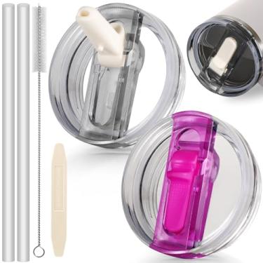 Imagem de ANTAND Tampa flip de canudo à prova de vazamento de 1,134 g para acessórios Stanley Cup, pacote com 2 tampas de substituição sem derramamento, tampa removível de 1,134 g para tampas Stanley Protour