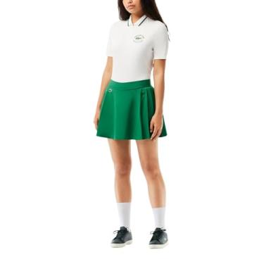 Imagem de Lacoste Saia esportiva feminina ultra seca elástica para golfe com forro, Verde foguete/verde foguete, 42
