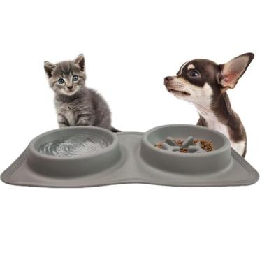 Imagem de Comedouro Bebedouro Silicone Cachorro Gato Pet Cao Animais Antiengasgo