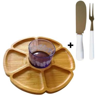 Imagem de Jogo Com 14 Peças - 1 Tábua Para Queijos Patês Frios Caponatas. - Top 