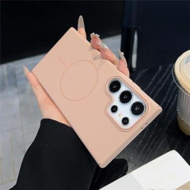 Imagem de MVVKKY para Samsung S24 Luxury Ultra Thin Pc Magnetic Case Slim Matte Armor Shockproof Cover (para Samsung S24/Gold)