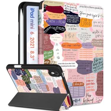 Imagem de Wazzasoft Capa para iPad Mini 6, para iPad Mini 6ª Geração, Capas Femininas Bonitas Meninas Fofólio, Feminino, Crianças, Adolescentes, Bonito, Moda, Porta-Lápis de Dormir/Despertar Automático para Apple iPad 6 Mini Case 2021 8,3 Polegadas