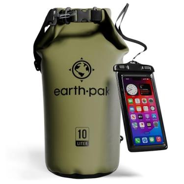 Imagem de Earth Pak Bolsa seca à prova d'água – Mochila impermeável que mantém o equipamento seco para caiaque com capa de celular à prova d'água