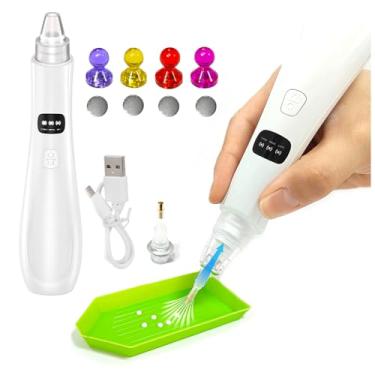 Imagem de Reofrey Canetas elétricas de pintura de diamante com bomba de vácuo – 3 modos de sucção ajustáveis e recarregáveis - 4 peças de acessórios localizadores de arte diamante e 2 pontas de substituição