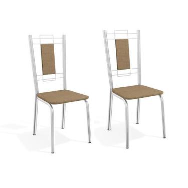 Imagem de Conjunto com 2 Cadeiras de Cozinha Florença Cromado e Capuccino - Crom