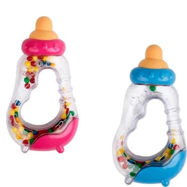 Imagem de Mordedor buba com chocalho mamadeira ergonômico divertido cores