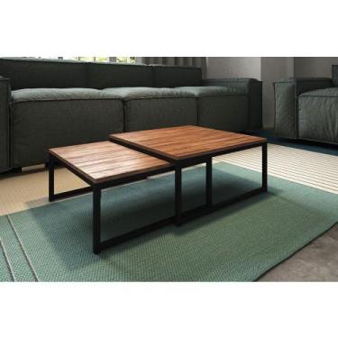 Imagem de Duo Mesa de Centro Catarina Preto e Tampo Amêndoa - IRON WOOD