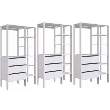 Imagem de Kit 03 Modulos Para Closet 03 Gavetas Db001 Branco Pp Milani Store Branco