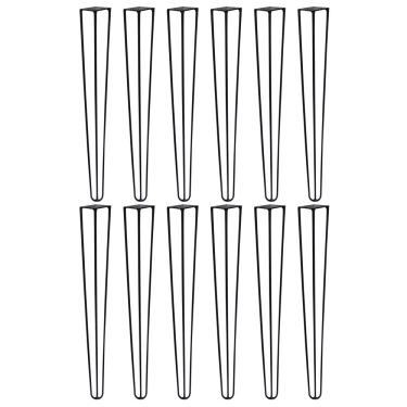 Imagem de Kit 12 Pés De Metal 60 Cm Hairpin Legs Mesa De Canto Aparador Preto