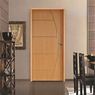 Imagem de Kit Porta De Madeira Pivotante 210X92Cm Batente 14Cm Fechadura 803 Rolete Externa 6 Imbuia