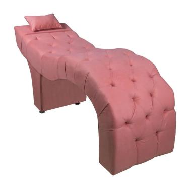 Imagem de Maca Estofada Para Clínica De Estética Facial Com Capitonê Andressa Veludo Speciale Home Coral