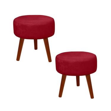 Imagem de Kit 2 Puff Redondo Decorativo Danny Pés Palito Cor:vermelho