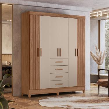 Imagem de Conjunto Guarda Roupa E Comoda Caribe Carvalho Fendi