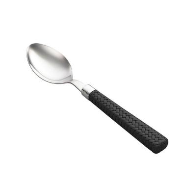Imagem de Conjunto Com 06 Colheres Para Café De Aço Inox Com Cabo De Plástico Rattan Preto 15cm 7658 - Lyor