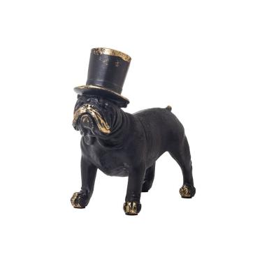 Imagem de Enfeite Cachorro Preto De Cartola Com Detalhes Dourados 15cm 25054 - Bela Flor