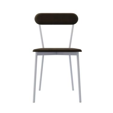 Imagem de Cadeira Fixa Estofada Vintage Emília Com 2 Unidades Branco-preto