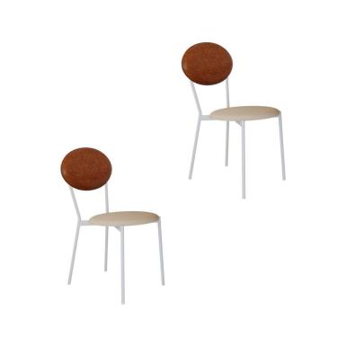 Imagem de Cadeira Fixa Estofada Vintage Elipse Com 2 Unidades Areia Light-caramelo-branco Fosco