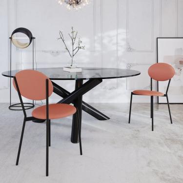 Imagem de Cadeira Fixa Estofada Vintage Elipse Com 4 Unidades Rosê-preto Fosco