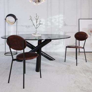 Imagem de Cadeira Fixa Estofada Vintage Elipse Com 4 Unidades Café-preto Fosco