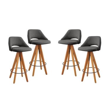 Imagem de Kit 4 Banquetas Giratórias Estofadas Com Encosto Nicole Preto