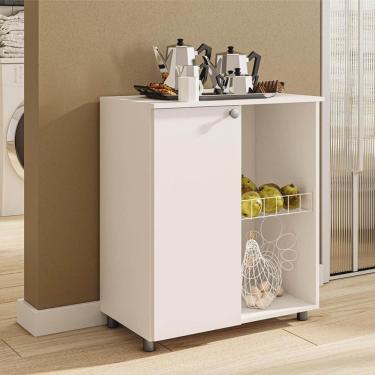 Imagem de Balcão Multiuso Para Micro-ondas Com Fruteira E 1 Porta Multimóveis Cr20346 Branco