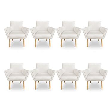 Imagem de Kit 8 Poltronas Decorativa Leticia Suede Pés Palito Castanho - Pallazio Cor Preto