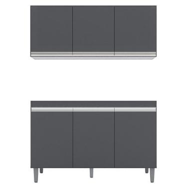 Imagem de Armário Aéreo Andréia E Balcão Gabinete Para Pia Sem Tampo Manu 120cm Cinza - Ajl Móveis