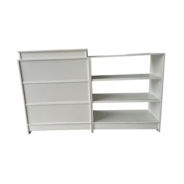 Imagem de Balcão Caixa E Expositor Vidro 100% Mdf Lojas E Comércios Branco - Sup