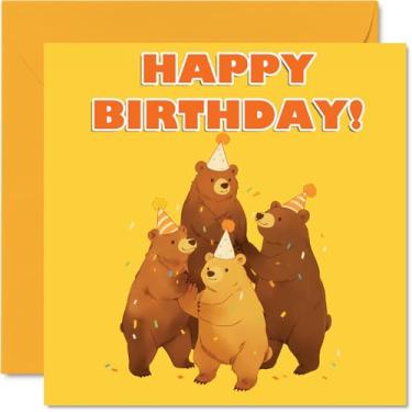 Imagem de Cartões de aniversário de urso para ela ele - pirâmide de animais de festa - Cartão de feliz aniversário para mãe, pai, irmão, irmã, tio, primo, amigo, família, colega, 145 mm, cartões comemorativos