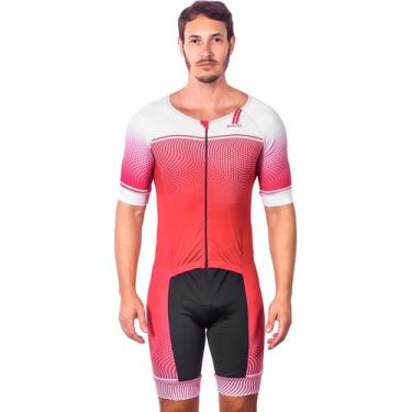 Imagem de Macaquinho com mangas triathlon elite marsala proteção uv 50+ kauna, M