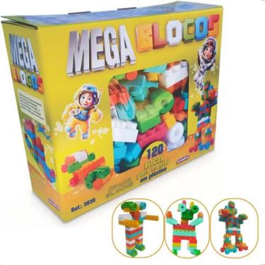 Imagem de Brinquedo Infantil Montar Encaixe Mega Blocos 120 Peças Encaixar Plast