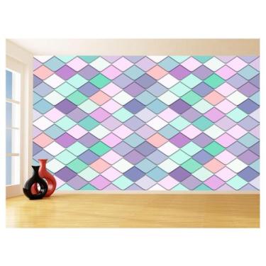 Imagem de Papel De Parede 3D Geométrico Losangos Cores 3,5M Gmt114 - Você Decora