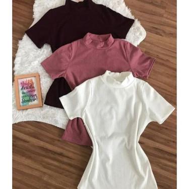 Imagem de Blusa feminina   gola alta malha canelada fashion - Filó Modas, m, Mos