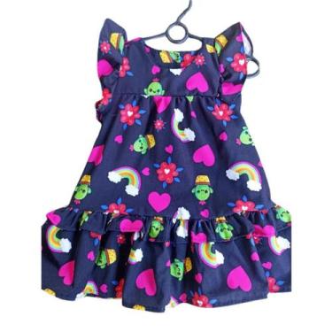 Imagem de Vestido Lara Infantil Preto Com Kaquitoe Arco Iris Menina - Se Tu Benç
