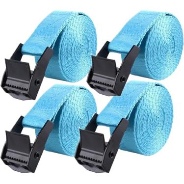 Imagem de Tiras de amarração 149.9 cm x 2.5 cm fivela ajustável tiras seguras resistentes até 272 kg para carga, bagagem, bicicletas, motocicletas, caminhões, SUV, rack de teto de carro, canoa (azul celeste) 4