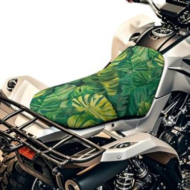 Imagem de Pensura Capa de assento para quadriciclo à prova d'água havaiana Kalo Leaf capa de assento de quatro rodas com faixa elástica à prova de poeira anti-UV à prova de vento para todos os climas para