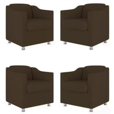 Imagem de Kit 4 Poltronas Bia Decorativa Reforçada Recepção Clinica Salão Sala De Estar Suede