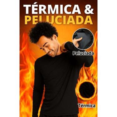 Imagem de Camiseta Térmica Slim Fit com Pelúcia Proteção Contra o Frio Segunda P