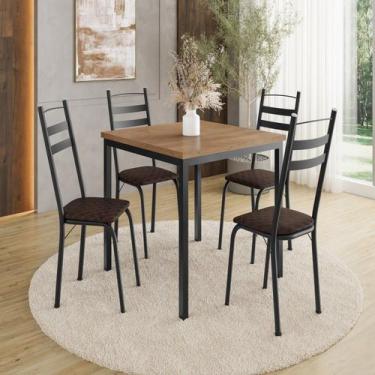 Imagem de Conjunto Sala de Jantar Mesa Quadrada 90cm Tampo BP com 4 Cadeiras Adr