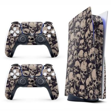 Imagem de Adesivo Skin para Game Console 5 Cover - Caveiras Pretas, Compatível com Edição de Disco e Edição Digital (não Slim Ver) - 2 Capas de Controle e Capa de Console - Sem Bolhas, Proteção Total, Removível