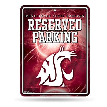 Imagem de NCAA Washington State Cougars 21 cm x 28 cm Decoração de placa de estacionamento de metal
