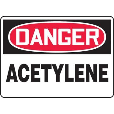 Imagem de Accuform Placa de segurança de plástico MCHL196VP, "acetileno perigo", 17,8 cm de comprimento x 25,4 cm de largura x 0,1 cm de espessura, vermelho/preto em branco