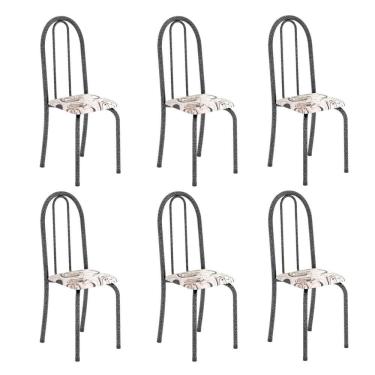 Imagem de Kit 6 Cadeiras Tubular 96x36x41 Cm Iris B Arabesco/ Mart Prata