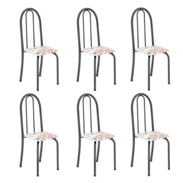 Imagem de Kit 6 Cadeiras Tubular 96x36x41 Cm Iris B Botanic Bege / Mart Prata