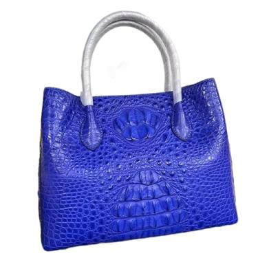 Imagem de Bolsa feminina de couro de crocodilo genuína, colorida, azul celeste, feminina, couro de jacaré, bolsa de ombro única, Azul, 30cm(Length) x 23cm(Height)x 13cm(Deep)